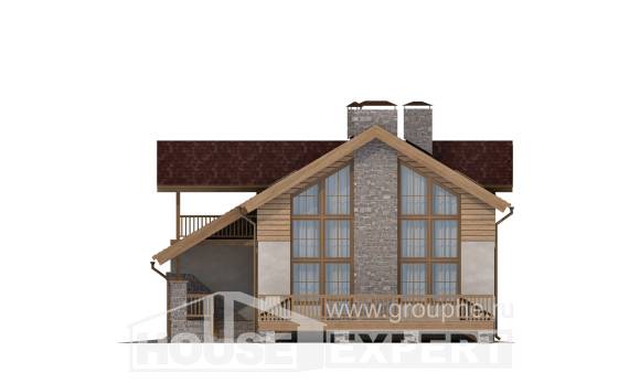 165-002-П Проект двухэтажного дома мансардный этаж, гараж, уютный домик из поризованных блоков Владикавказ, House Expert