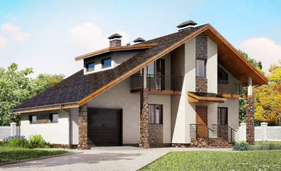 180-008-Л Проект двухэтажного дома мансардный этаж, гараж, уютный домик из арболита Владикавказ | Проекты домов от House Expert