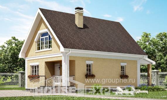 130-004-П Проект двухэтажного дома мансардой, современный домик из блока Владикавказ, House Expert