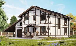 250-002-Л Проект двухэтажного дома мансардой, гараж, уютный дом из кирпича Владикавказ, House Expert