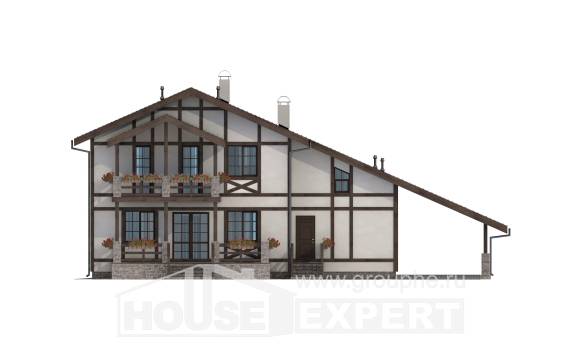 250-002-Л Проект двухэтажного дома с мансардным этажом, гараж, классический домик из кирпича Владикавказ, House Expert