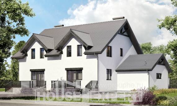 290-003-П Проект двухэтажного дома с мансардой, современный загородный дом из арболита Владикавказ, House Expert