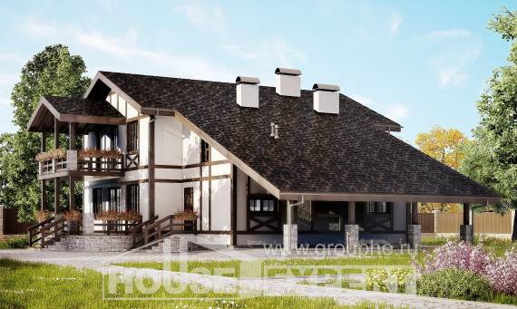 250-002-Л Проект двухэтажного дома мансардный этаж, гараж, просторный загородный дом из кирпича Владикавказ, House Expert