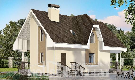 125-001-Л Проект двухэтажного дома с мансардой, доступный домик из теплоблока Владикавказ, House Expert