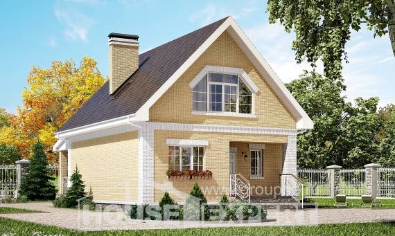 130-004-П Проект двухэтажного дома с мансардой, компактный загородный дом из керамзитобетонных блоков Владикавказ, House Expert