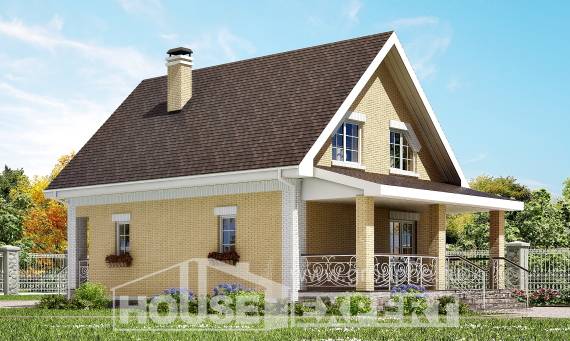 130-004-П Проект двухэтажного дома с мансардой, экономичный дом из пеноблока Владикавказ, House Expert